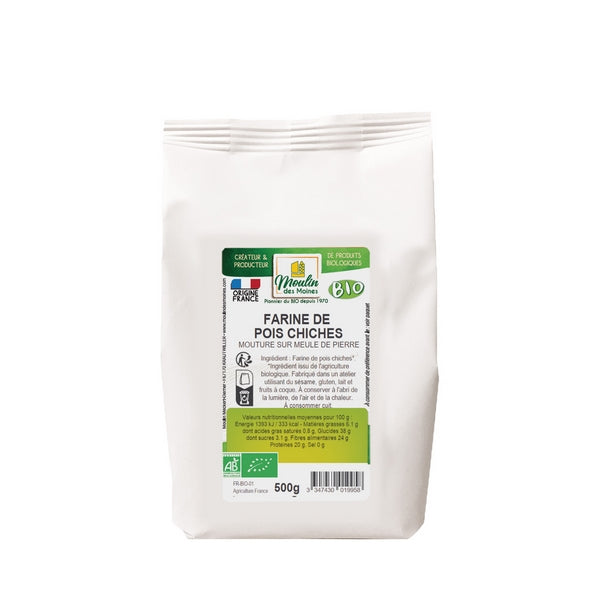 Farine de pois chiches meule de pierre bio (origine Turquie, Italie, France) - 500 g