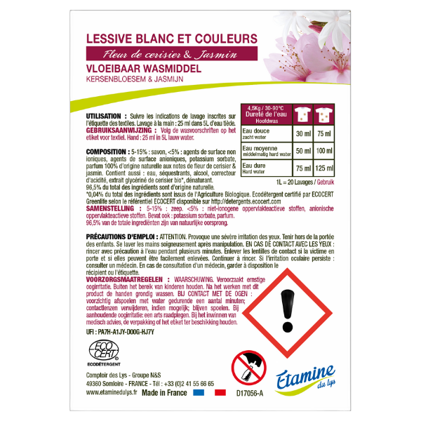 Etiquettes pour la lessive fleur de cerisier-jasmin (rouleau)