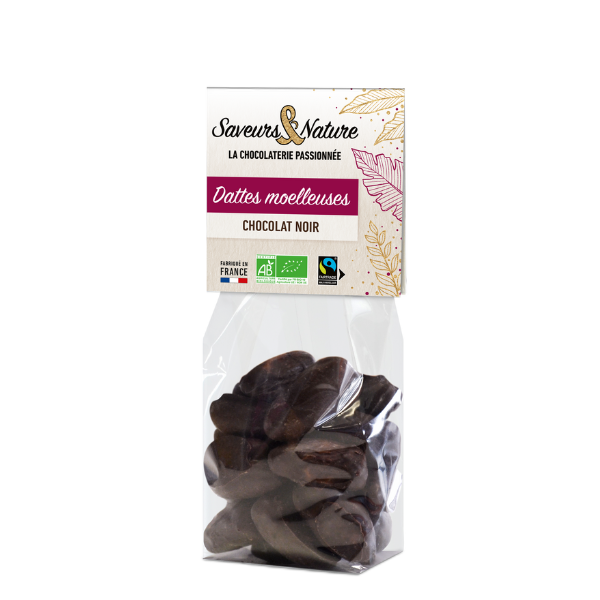 Sachet de dattes enrobées de chocolat noir bio - 200 g