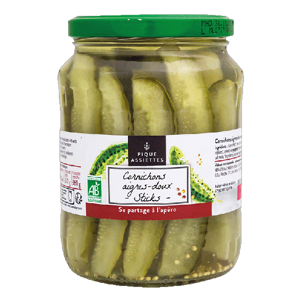 Cornichons aigres-doux en sticks bio - 360 g