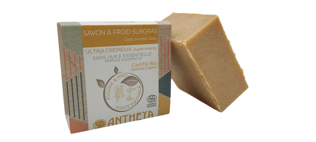 Savon crémeux visage avoine/miel sans he - doux peaux fragiles (bande papier) - 90 g