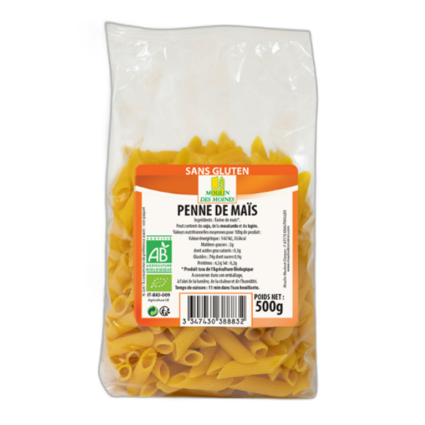 Pennes sans gluten à la farine de maïs bio - 500 g