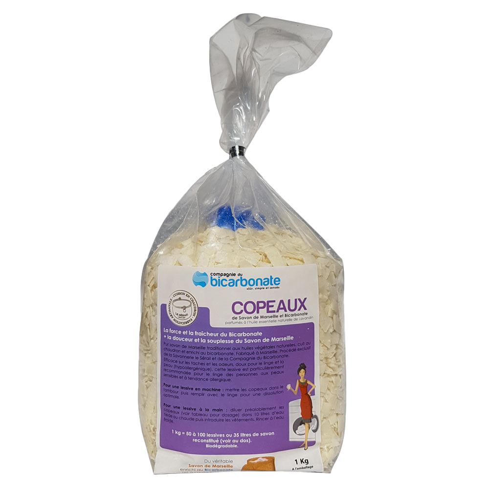 Copeaux de savon de marseille au bicarbonate et lavandin - 1 kg