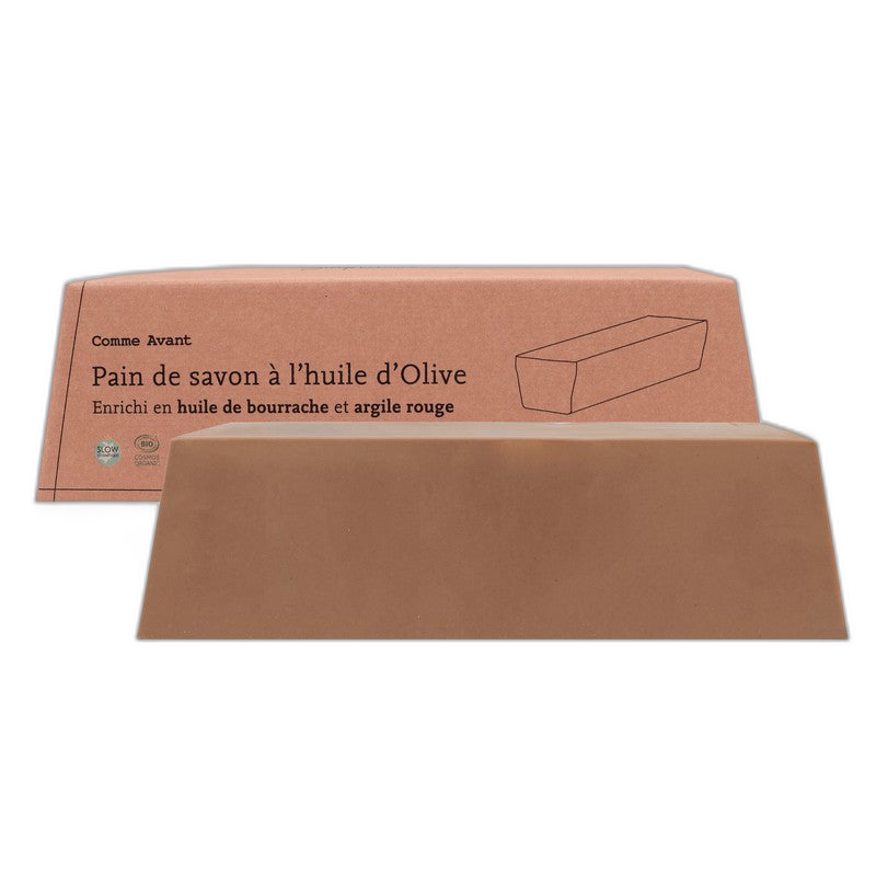 Savon enrichi en huile de bourrache et argile rouge pain - 1 kg