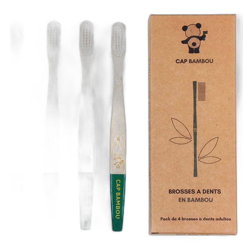 Brosse a dents adulte poils medium gravee cap bambou