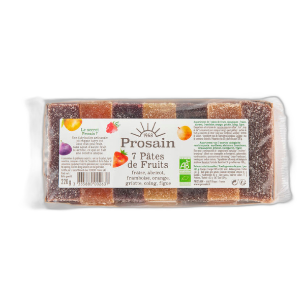 Pâtes de fruits bio (assortiment 7 fruits) - 220 g