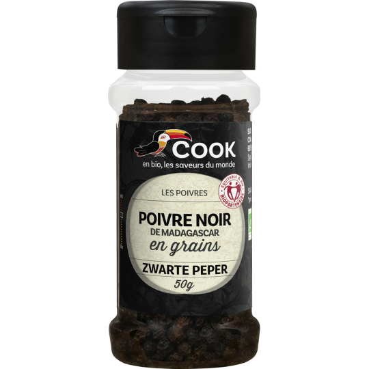 Poivre noir en grains bio (origine Madagascar) - 50 g
