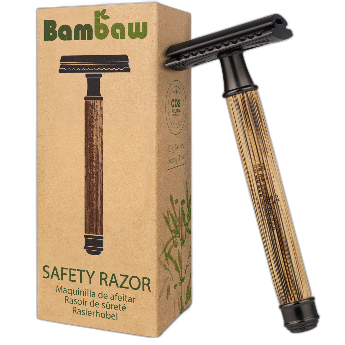 Rasoir de sûreté affiné en bambou (noir)