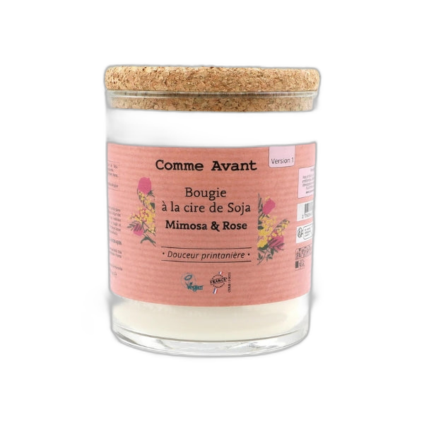 Bougie √† la cire de soja mimosa & rose - 190 g