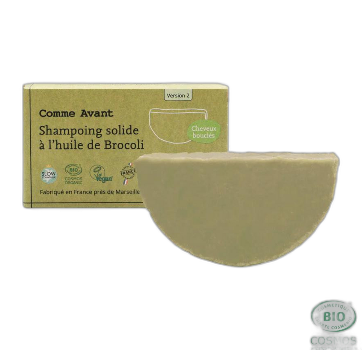 Shampoing solide à l'huile de brocoli (cheveux abîmes/bouclés) - version 2 - 70 g