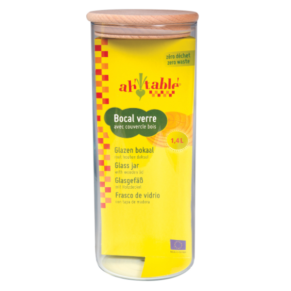 Bocal verre couvercle bois - 1.4 L