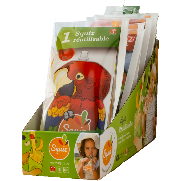 Gourdes réutilisables perroquet (prèt à vendre) - 8 x 130 mL