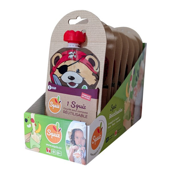 Gourdes r√©utilisables ours pirate (pr√™t √† vendre) - 8 x 130 mL