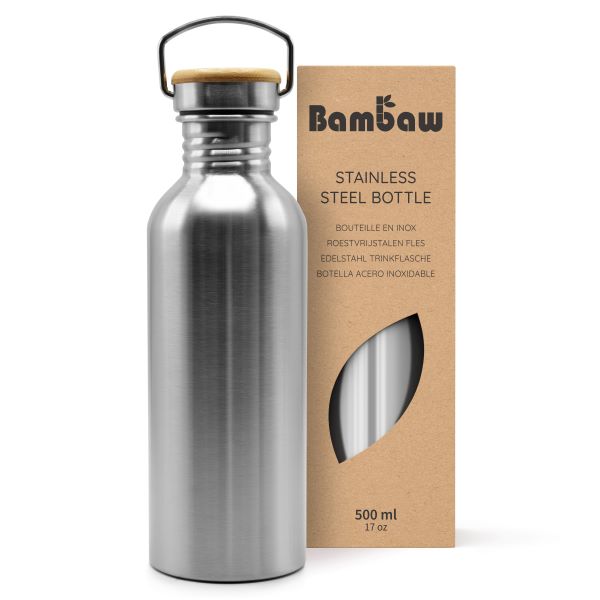 Bouteille non-isotherme en acier inoxydable (couleur Acier Naturel) - 500 mL