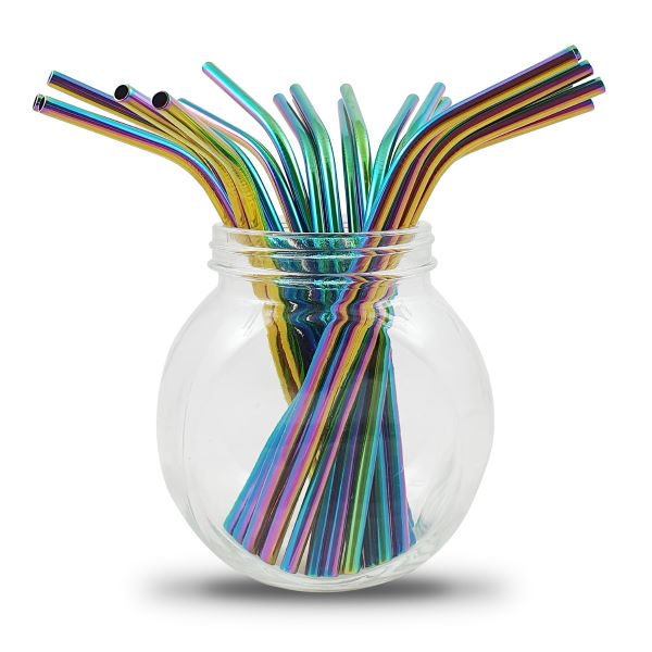 Pailles en inox multicolores  x 100