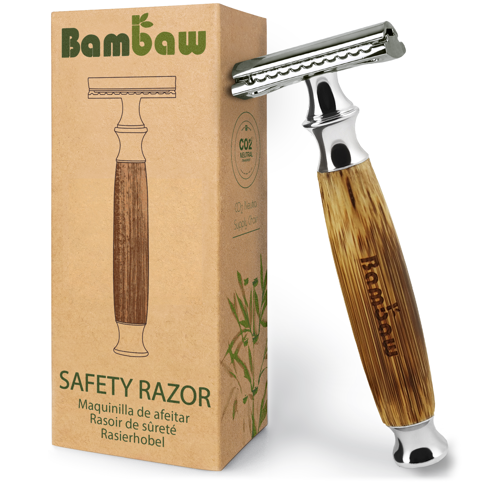 Rasoir de sûreté en bambou classique (argent)