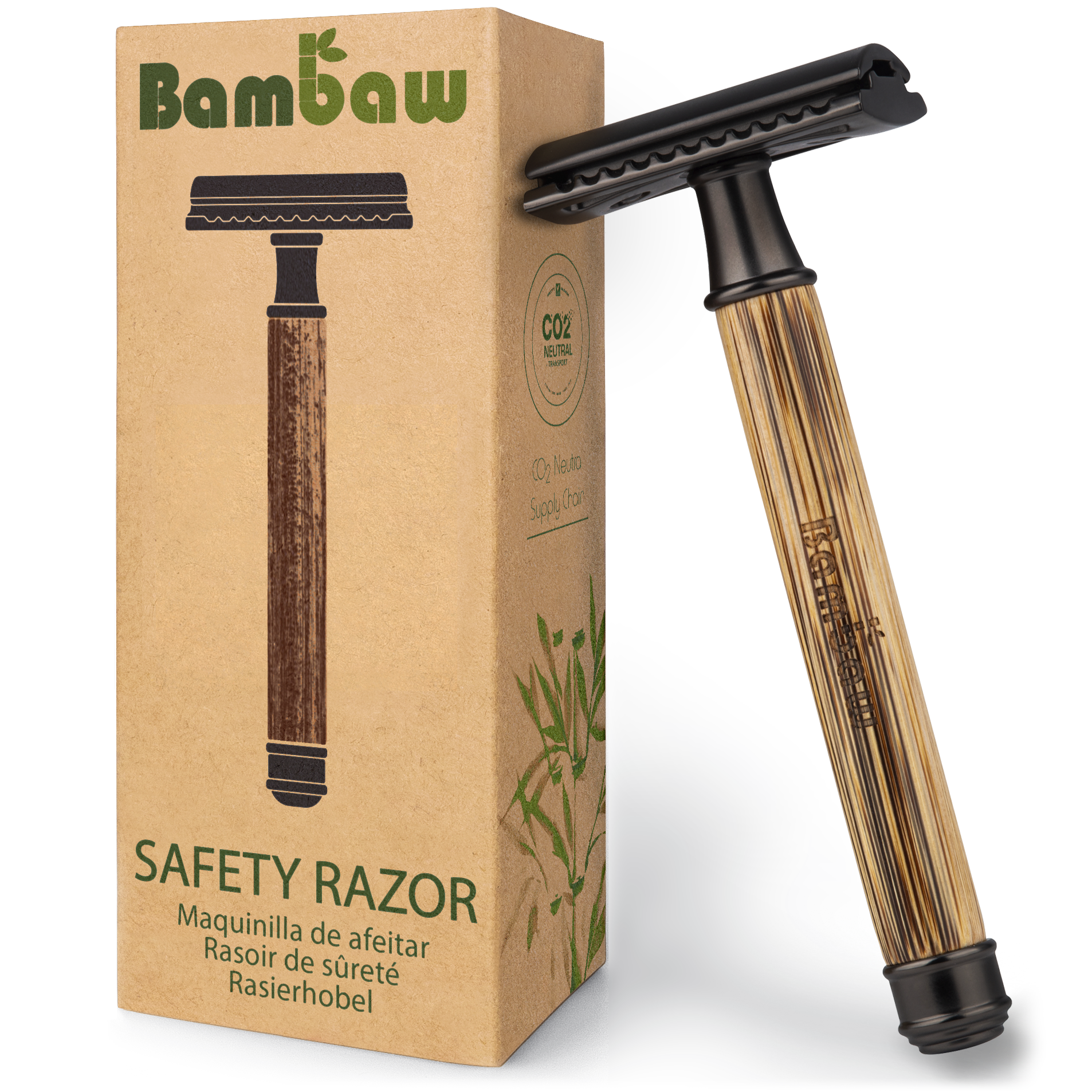 Rasoir de sûreté affiné en bambou (noir)