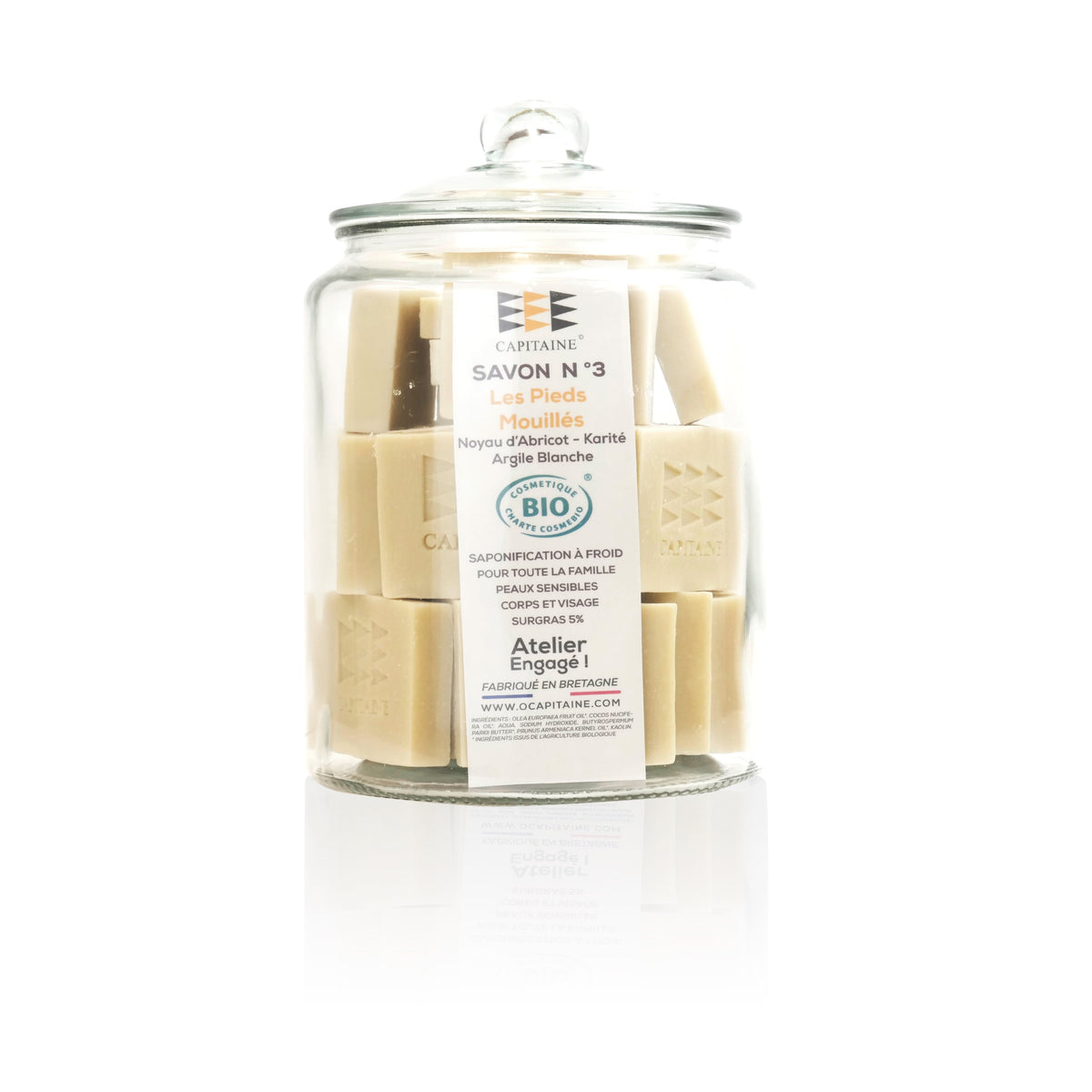 Savon peaux sensibles bio + bocal - les pieds mouillés Vrac - 100 g