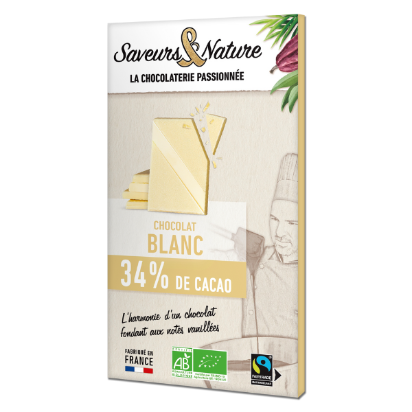 Tablette de chocolat blanc bio 34% - 80 g