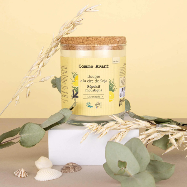 Bougie r√©pulsive anti-moustique √† la cire de soja - 190 g