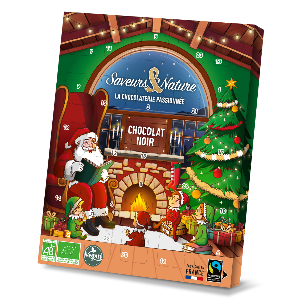 Calendrier de l'avent vegan au chocolat noir bio - 110 g