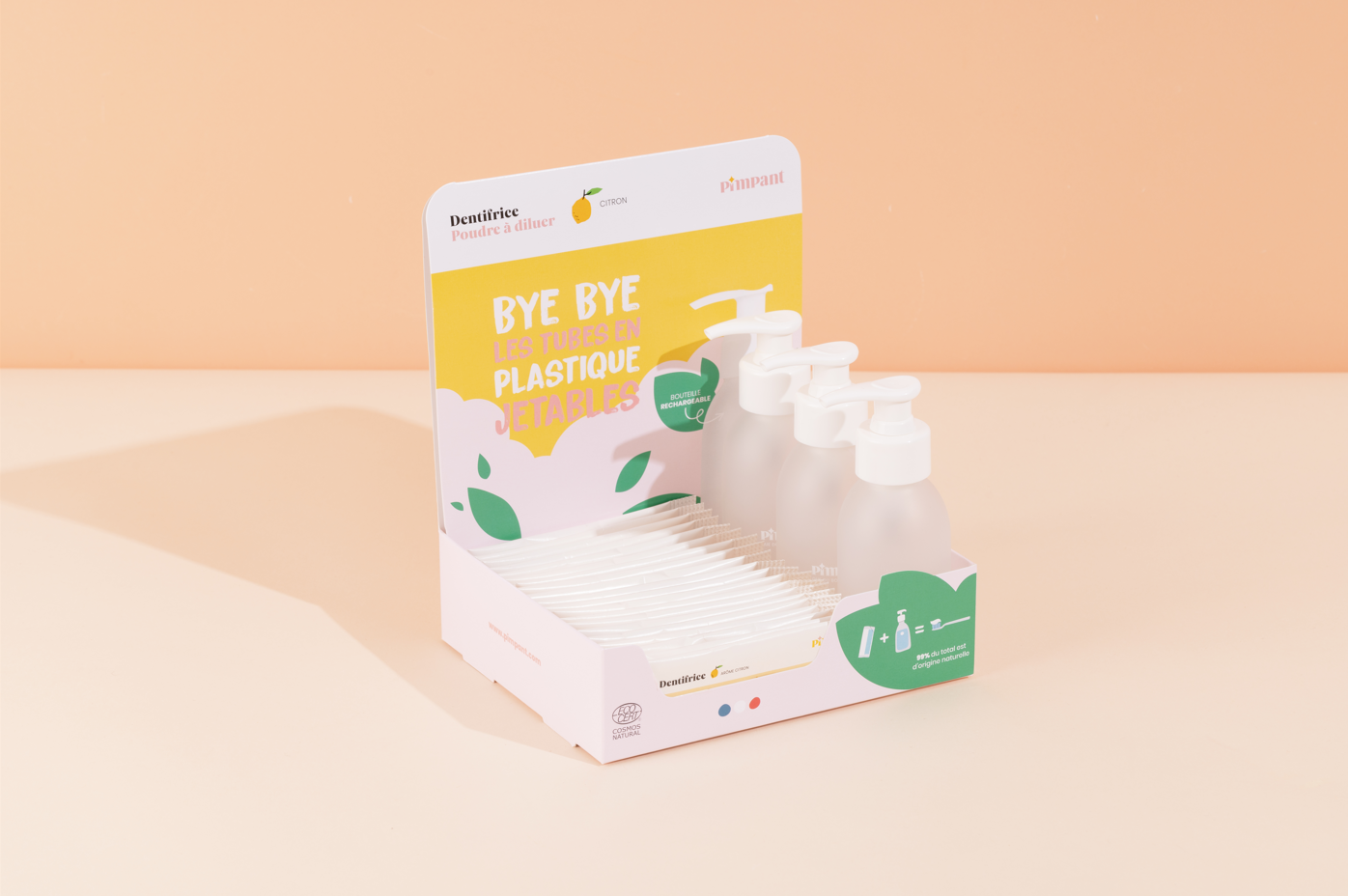 Présentoir dentifrice citron (20 dentifrices + 3 bouteilles)