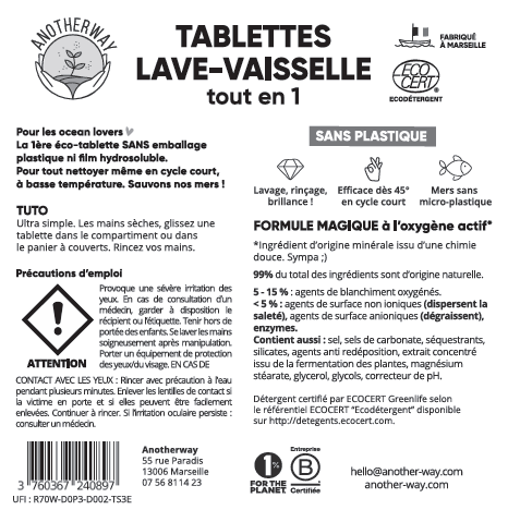 Etiquettes tablettes lave vaisselle Vrac - 50 unités