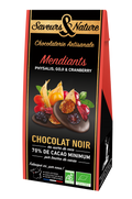 Mendiants de chocolat noir bio au sucre de coco avec cranberry, goji, physalis - 125 g