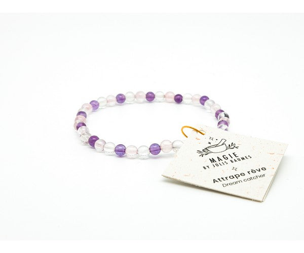 Bracelet attrape rève améthyste, cristal et quartz