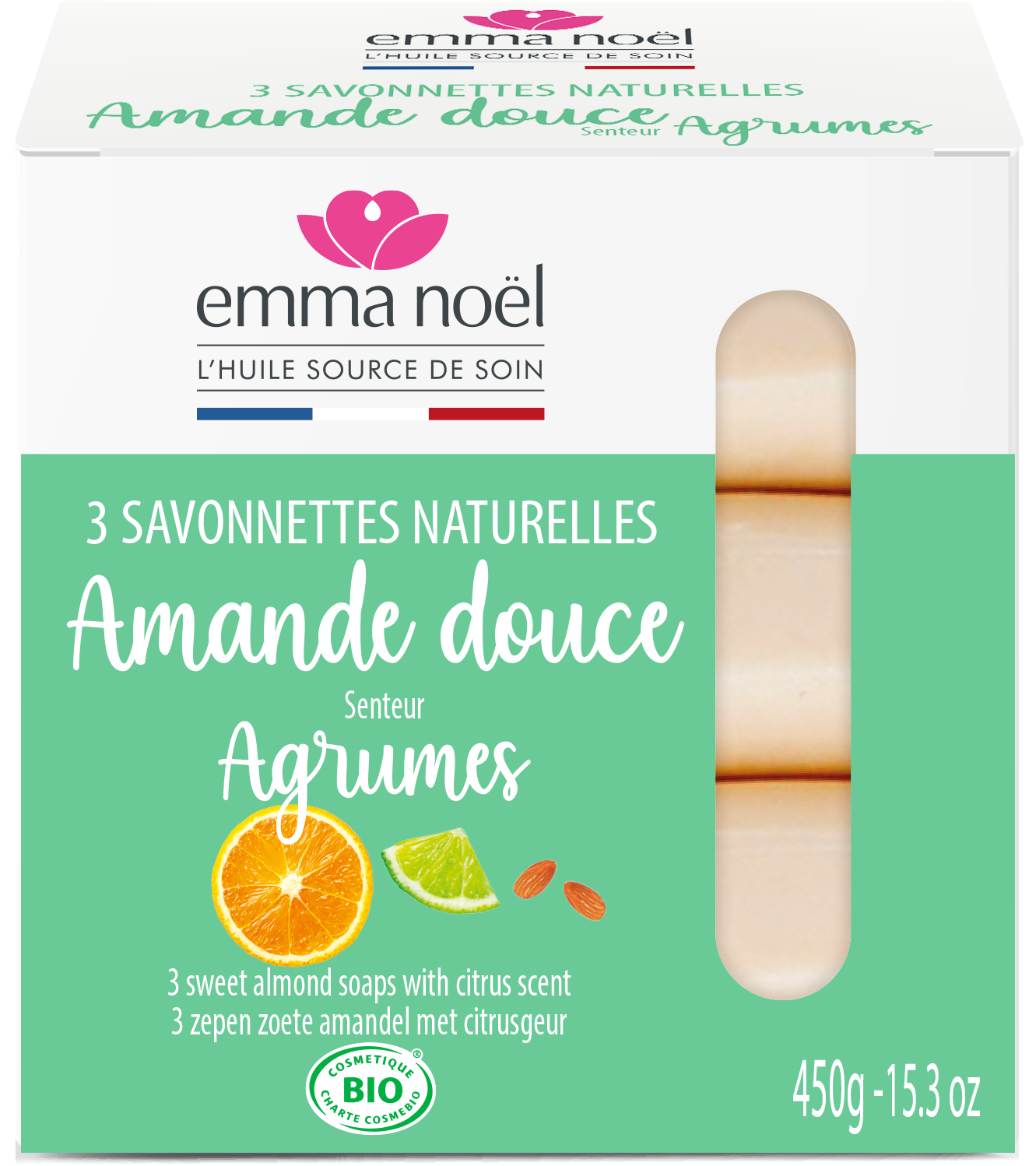Savonnettes amande douce bio - 3 x 150 g