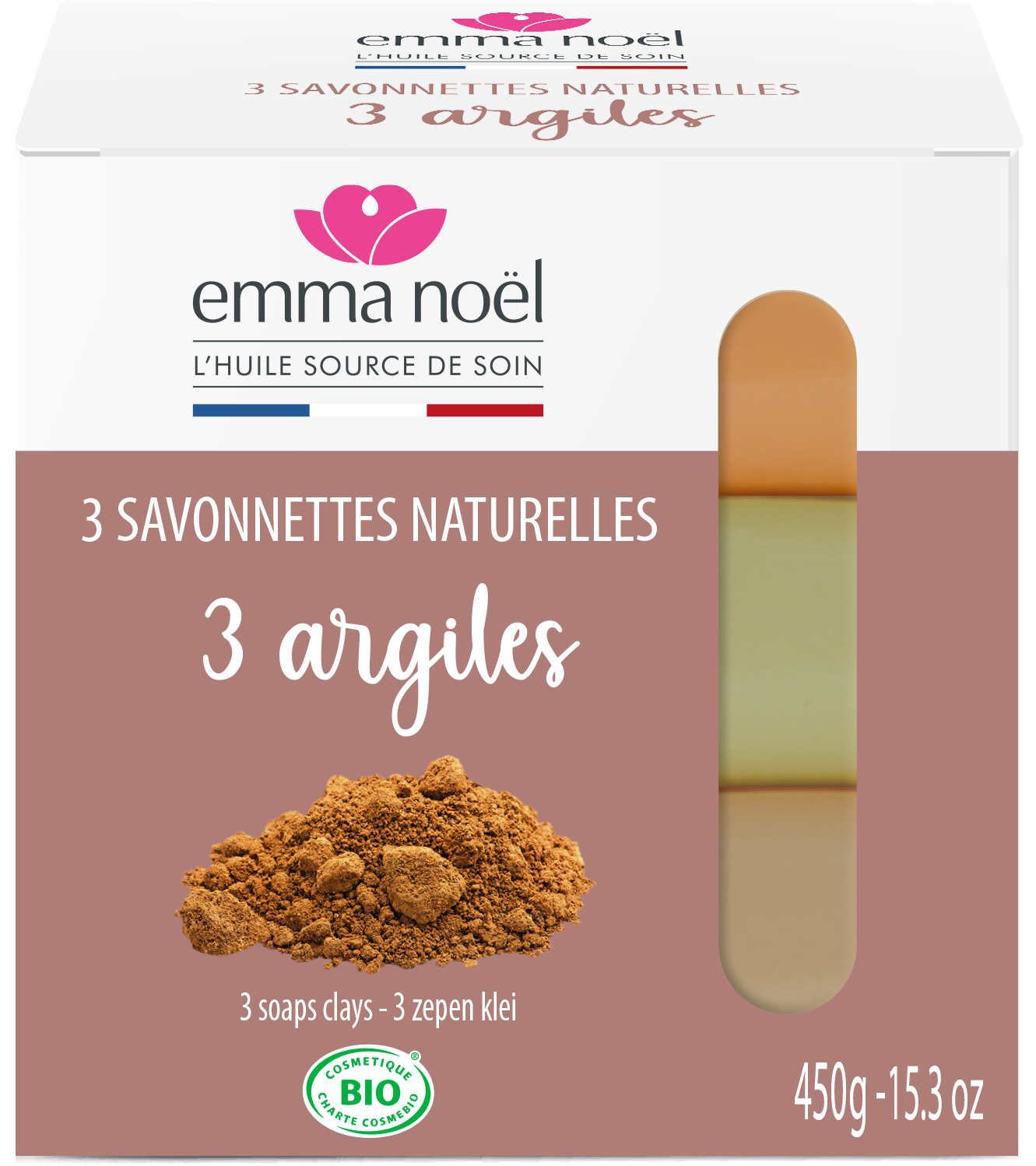 Savonnettes 3 argiles bio - 3 x 150 g