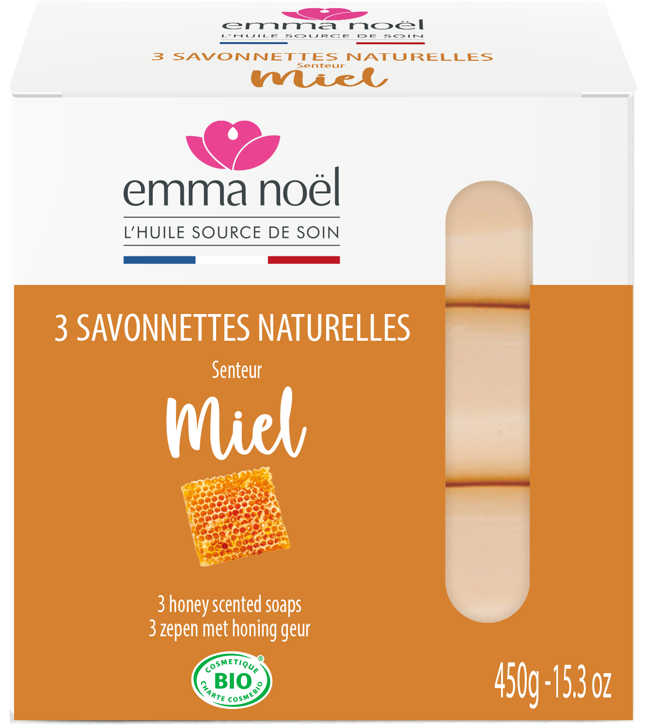 Savonnettes miel bio - 3 x 150 g