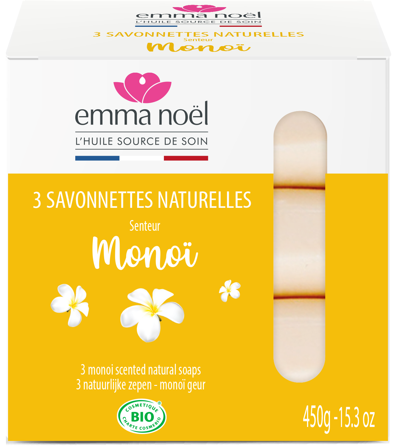 Savonnettes monoï bio - 3 x 150 g