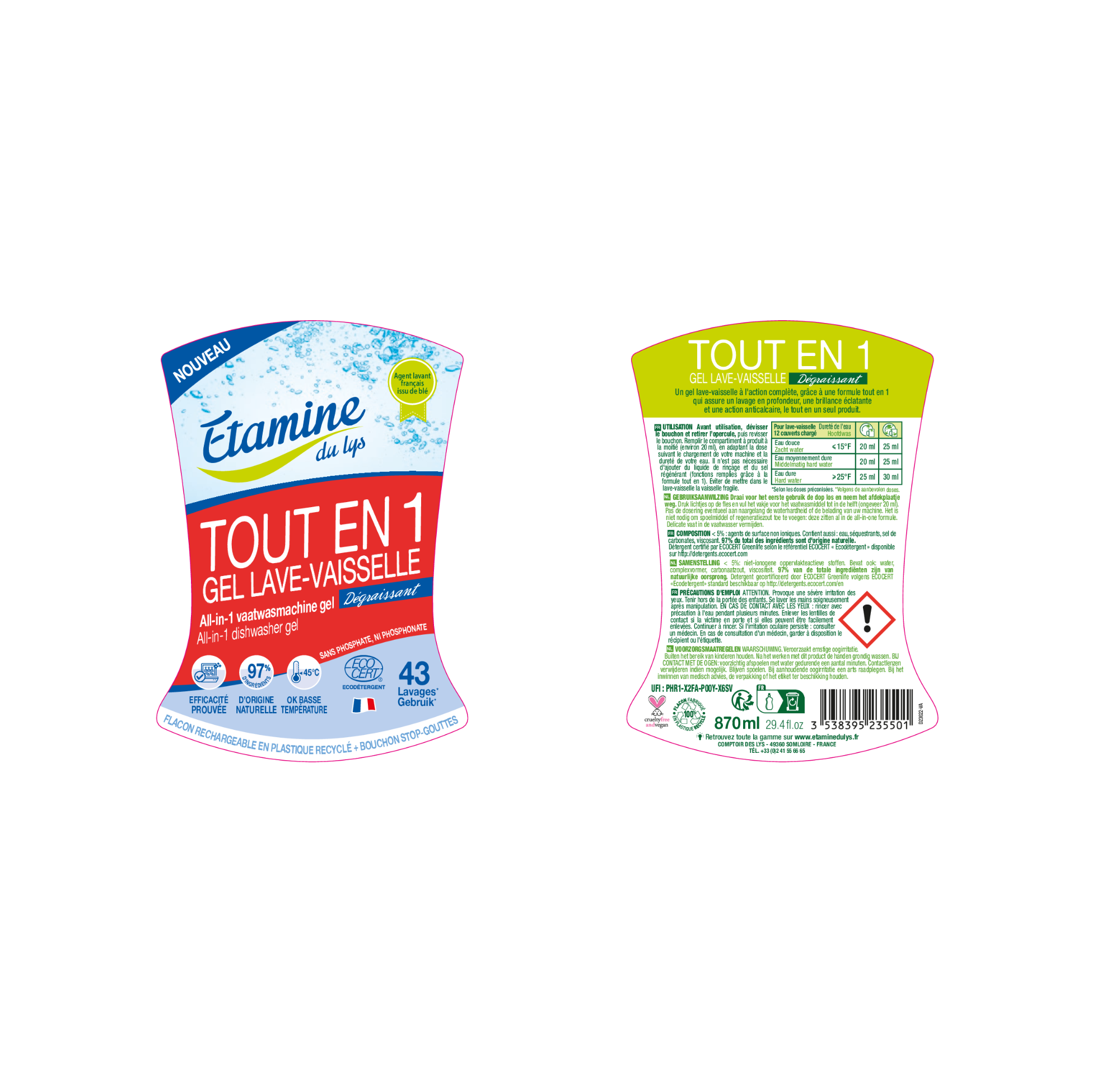 Etiquettes pour le gel lave-vaisselle tout en un (rouleau) - x 50