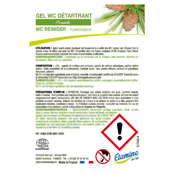 Etiquettes pour le gel wc pinède (rouleau) - x 50