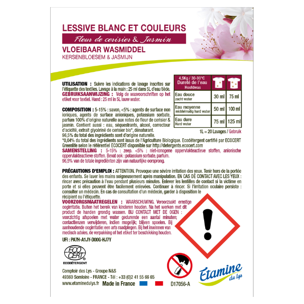 Etiquettes pour la lessive fleur de cerisier-jasmin (rouleau) - x 50