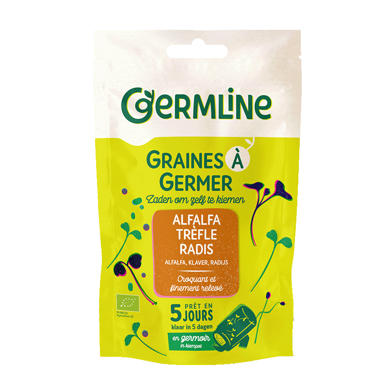 Graines à germer alfalfa - trèfle - radis bio (origine France) - 150 g
