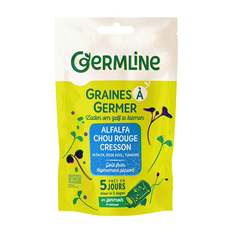 Graines à germer alfalfa - cresson - chou rouge bio (origine France) - 150 g
