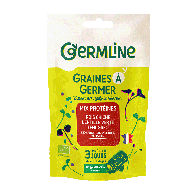 Graines à germer mix protéines (pois chiche, lentille, fenugrec) bio (origine France) - 200 g