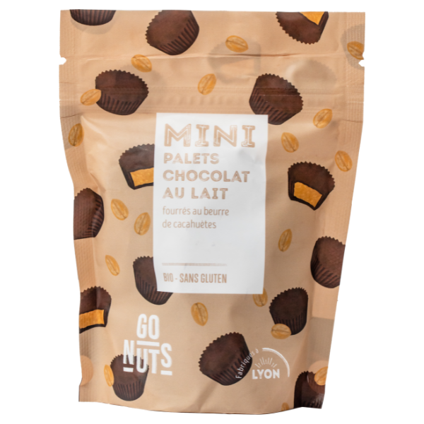 Mini palets chocolat lait fourrage beurre de cacahuètes bio - 120 g