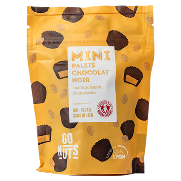 Mini palets chocolat noir fourrage beurre de cacahuètes bio - 120 g