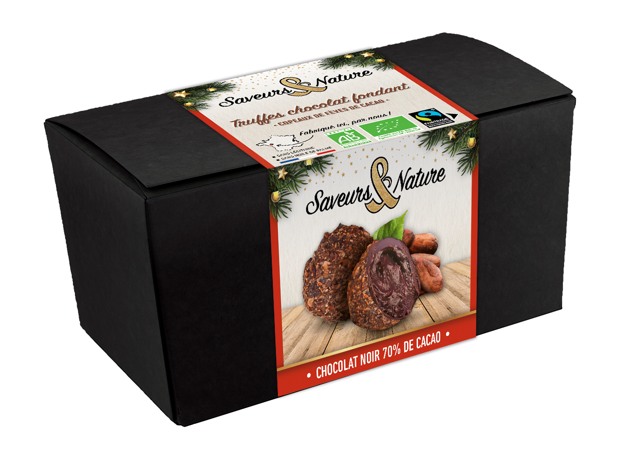 Truffes chocolat fondant et copeaux de fèves de cacao bio - 140 g