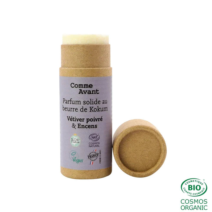 Parfum solide au beurre de kokum - vétiver poivré & encens - 20 g