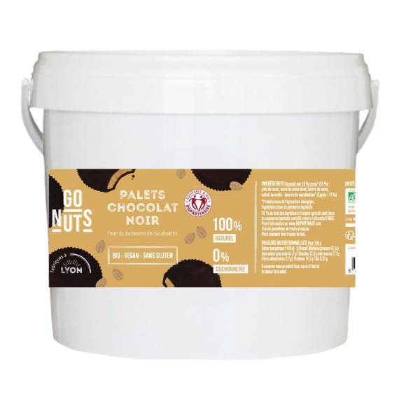 Palets chocolat noir fourrage beurre de cacahuètes bio Vrac - 2,5kg (env. 150 palets)