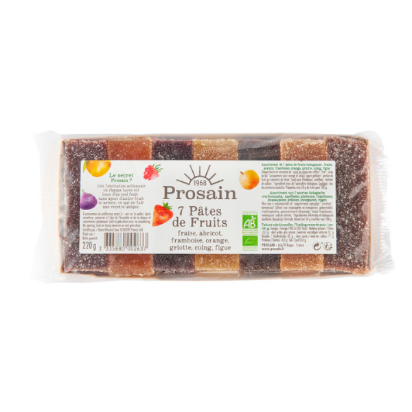 Pâtes de fruits bio (assortiment 7 fruits) - 220 g