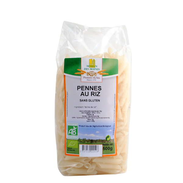 Penne sans gluten à la farine de riz et maïs bio - 500g