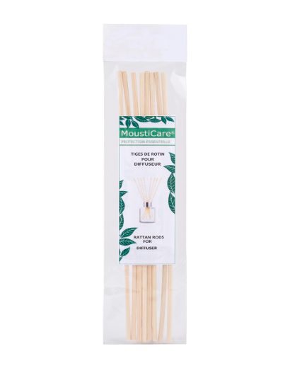 Recharge bâtonnets rotins pour diffuseur anti-moustique - x 8