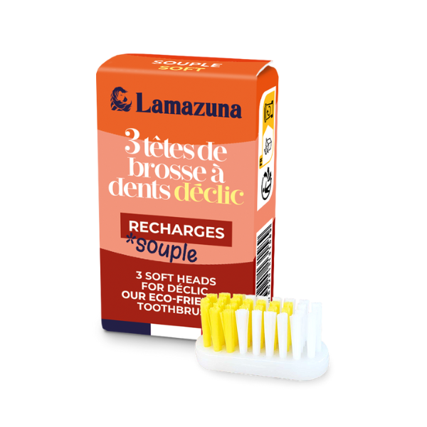 Recharge de 3 tètes de brosse à dents souple