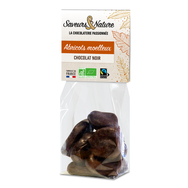Sachet d'abricots enrobés de chocolat noir bio - 175 g
