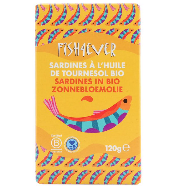 Sardines entières à l'huile de tournesol bio - 120 g